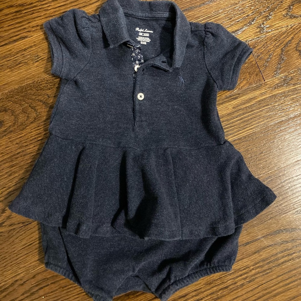 Ralph Lauren Navy Ruffled Bubble Size 6 Months